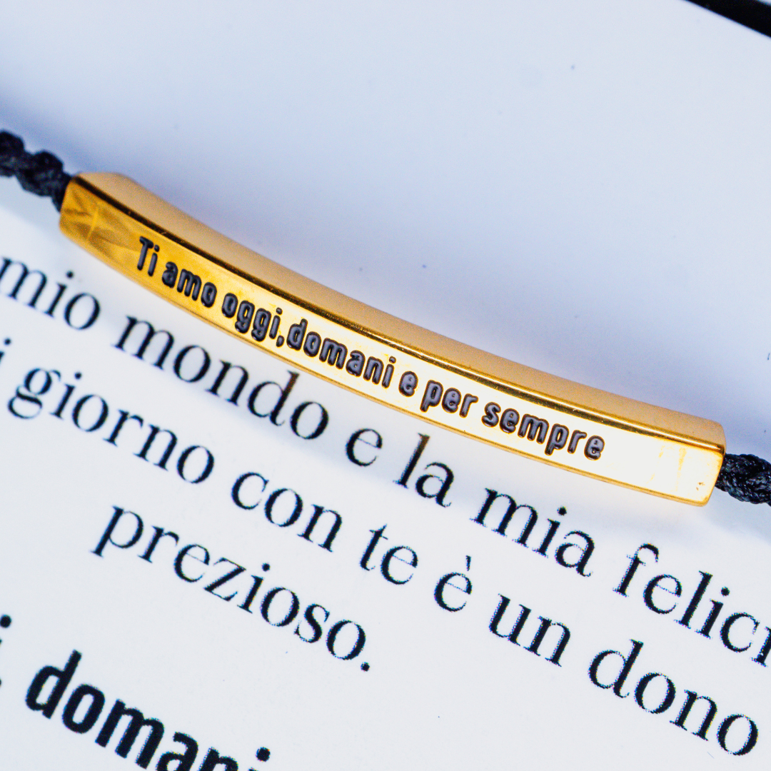 Bracelet avec gravure "Je t'aime aujourd'hui, demain et toujours".
