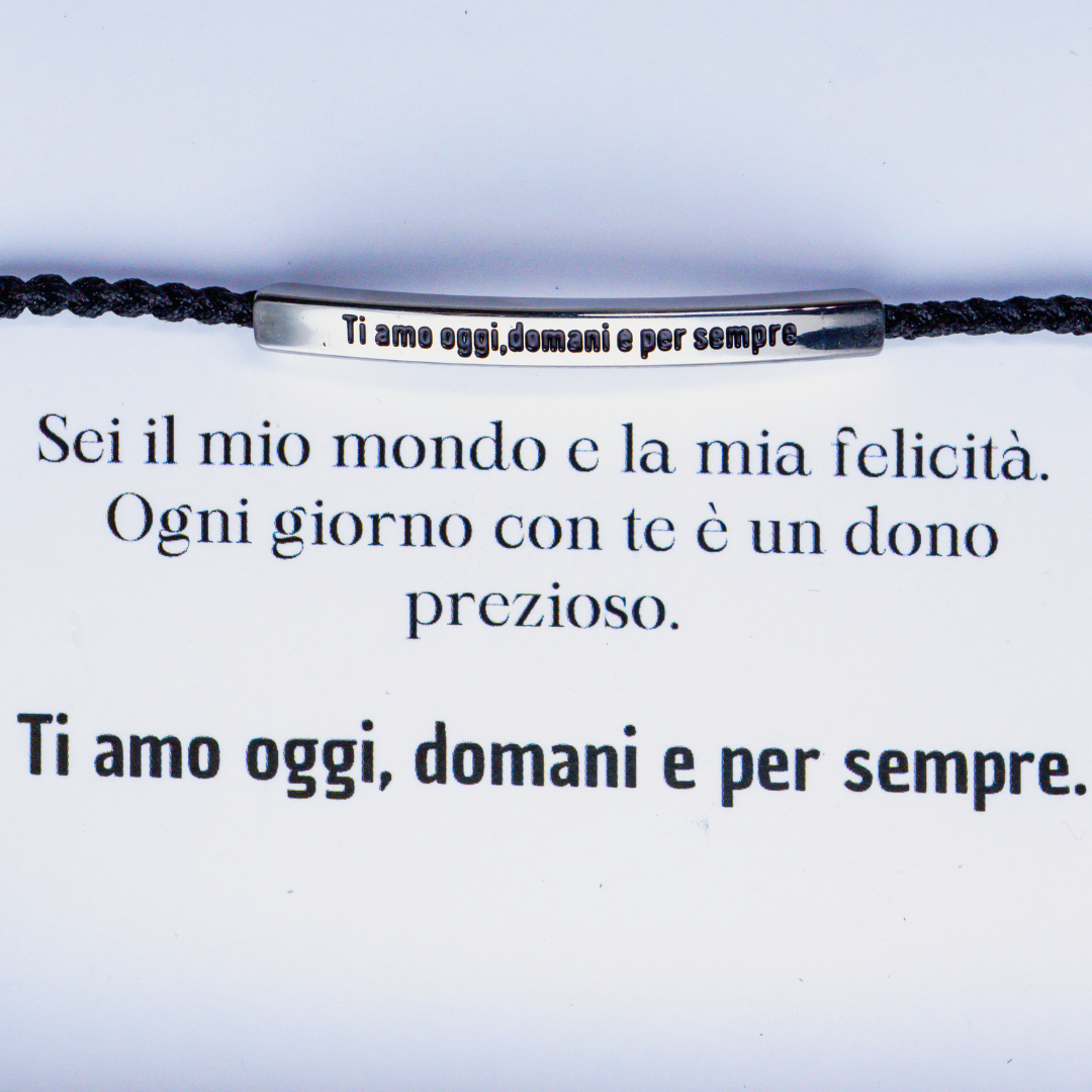 Bracelet avec gravure "Je t'aime aujourd'hui, demain et toujours".