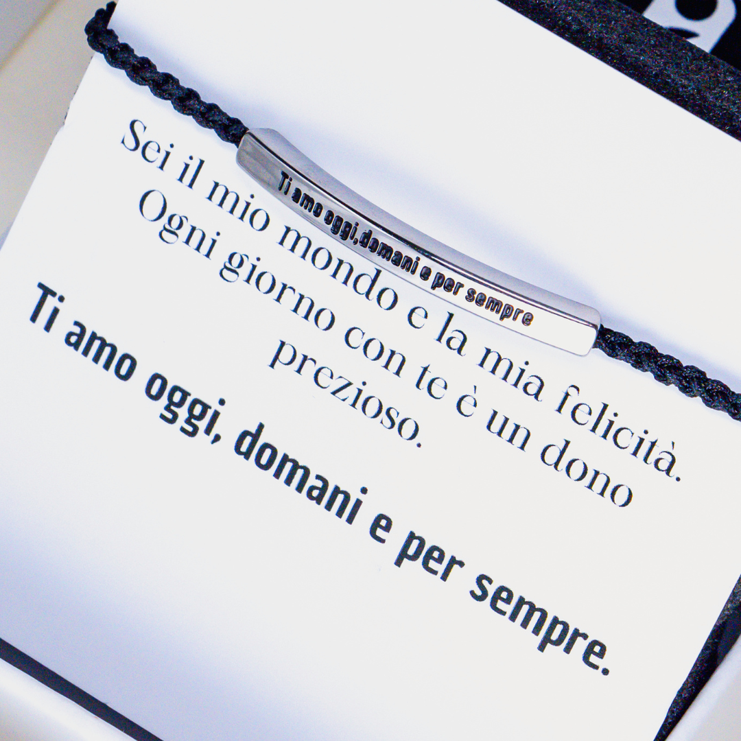 Bracelet avec gravure "Je t'aime aujourd'hui, demain et toujours".