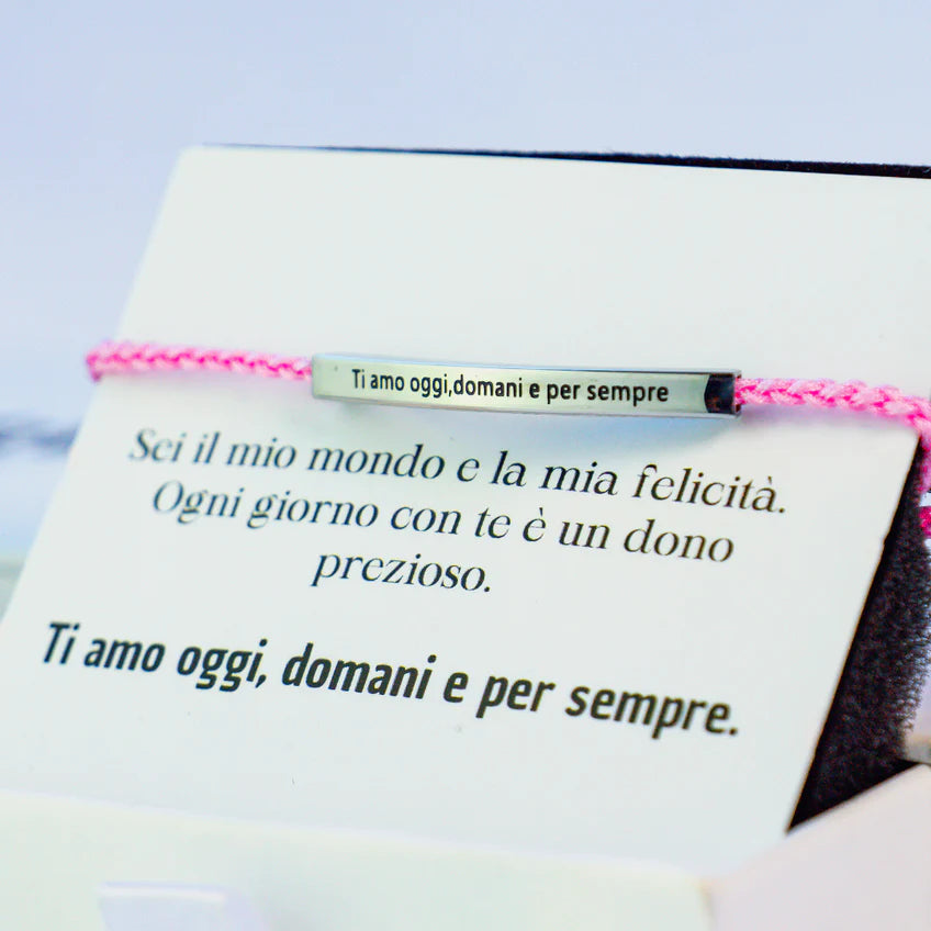 Bracelet avec gravure "Je t'aime aujourd'hui, demain et toujours".