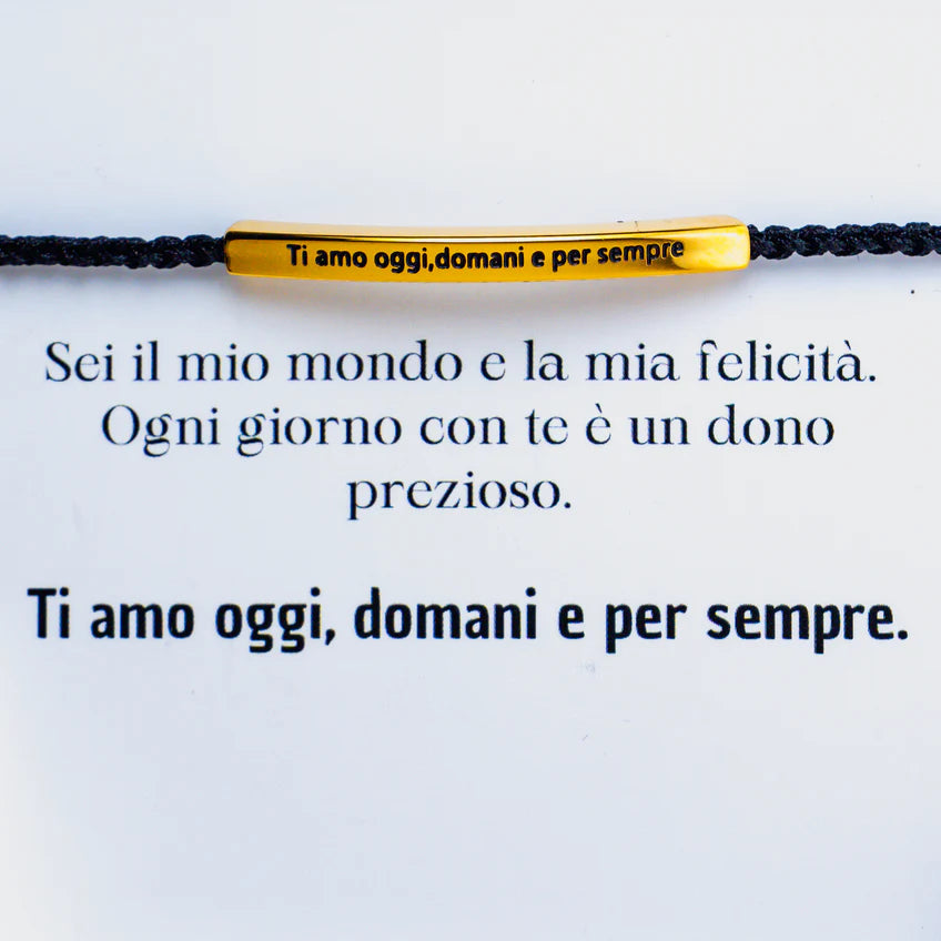 Bracelet avec gravure "Je t'aime aujourd'hui, demain et toujours".